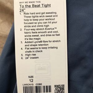 Lululemon to the beat tight size 12 NEW with TAG